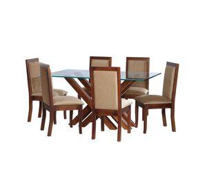 Juego De Comedor Merida 6 Sillas Girona Tela Velvet Beige