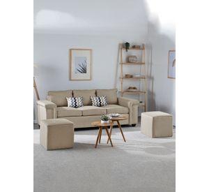 Sofá 3 cuerpos Sicilia + 2 Pouf Tela