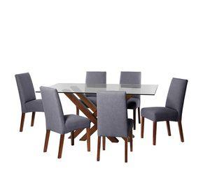 Juego De Comedor Merida 6 Sillas Cadiz Lino Gris Oscuro