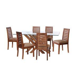 Juego De Comedor Merida 6 Sillas Tenerife Tela Velvet Beige