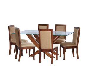 Juego De Comedor Alicante 6 Sillas Girona Tela Velvet Beige