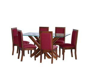 Juego De Comedor Merida 6 Sillas Girona Tela Velvet Burdeo