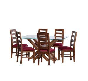 Juego De Comedor Merida 6 Sillas Granada  Tela Velvet Burdeo