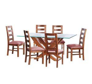 Juego De Comedor Alicante 6 Sillas Granada  Tela Velvet Palo Rosa