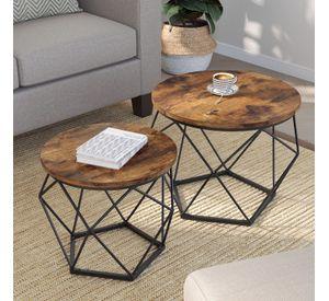 Set mesa de centro base hexagonal estilo Industrial