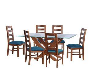 Juego De Comedor Alicante 6 Sillas Granada  Tela Velvet Azul Petroleo