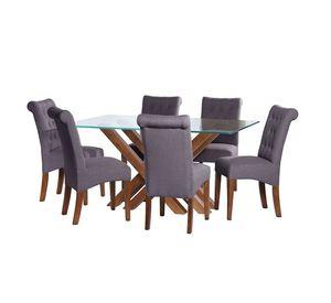 Juego De Comedor Merida 6 Sillas Oviedo Lino Gris Oscuro