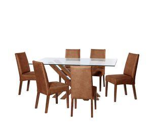 Juego De Comedor Merida 6 Sillas Cadiz Cuero Kentucky Cafe Claro