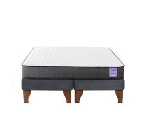 Cama Europea 2 Plazas 150x190 cm Base Colchón Madera Gris