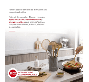 Set de Utensilios Acero Inoxidable 8 Piezas THOMAS TH-MUT08D