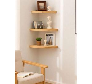 Repisa Esquinera Flotante Decorativa Madera Clara 45cm