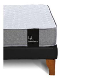 Cama Europea Zen Best 2 Plazas Colchon Resortes Base Dividida + Respaldo PU Negro