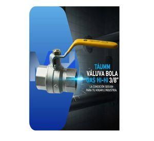 Llave De Paso Bola Gas 3/8 Hi-hi Taumm Certificada Sec