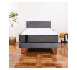 Cama Europea Zen Best 1.5 Plaza Colchon Resortes Base Dividida + Respaldo Tela Gris
