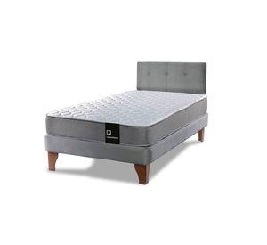 Cama Europea Zen Best 1.5 Plaza Colchon Resortes Base Dividida + Respaldo Tela Gris