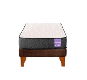 Cama Europea 1.5 Plazas Aura Base + Colchón Madera Café