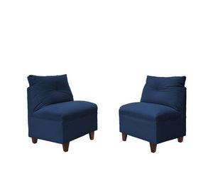 Par Butacas Mateo Chenille Azul Pata Madera 1C