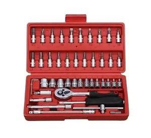 Juego De Herramientas Mecánicas Dados Llaves Acero 46 Pcs