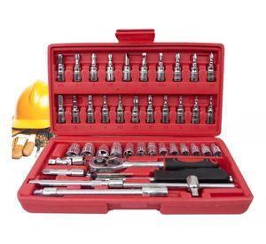 Juego De Herramientas Mecánicas Dados Llaves Acero 46 Pcs