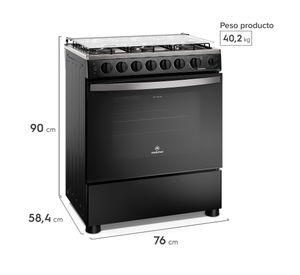 Cocina a Gas 6 Platos Horno Vapor y Parrilla Pletina FM6SPC Negra