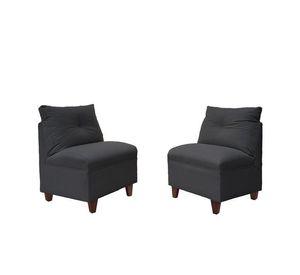 Par Butacas Mateo Chenille Grafito Pata Madera 1C