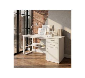Escritorio Moderno Con Cajoneras 100x60x72cm Para Oficina Blanco