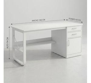 Escritorio Moderno Con Cajoneras 100x60x72cm Para Oficina Blanco
