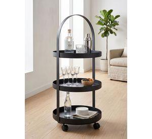 Carro Bar Organizador Metálico Lunden Negro 33x88 Hecho a Mano
