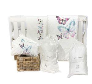 Set Cuna Mariposas Rosadas