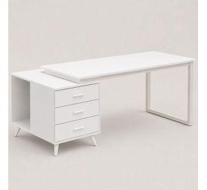 Escritorio de Oficina Atlas Blanco 140 Cm Tres Cajones