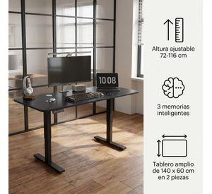 Escritorio Altura Ajustable Eléctrico 140cm Profesional Color Marrón Oscuro Homer Design Hrsjz002