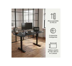 Escritorio Altura Ajustable Eléctrico 140cm Profesional Color Marrón Oscuro Homer Design Hrsjz002