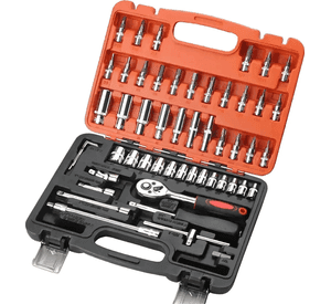 Set De Dados 53 Piezas De 1/4 Con Maleta Naranja Oscuro