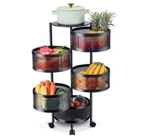 Carrito Organizador Multiuso Con Cestas Giratorias 5 Niveles