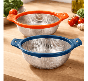 Colador Metalico Acero Inoxidable Con Mango Plastico 27cm