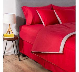 COMBO 5 PLUMON BICOLOR ROJO GRIS 1.5 PLAZAS