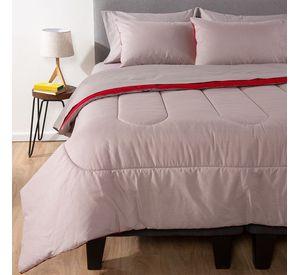 COMBO 5 PLUMON BICOLOR ROJO GRIS 1.5 PLAZAS