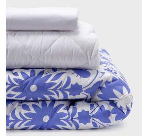 COMBO 44 PLUMON MEXICO REVERSIBLE AZUL 2 PLAZAS