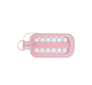Botella Molde Para Hacer Hielo Redondo Portátil 2 En 1 Rosa