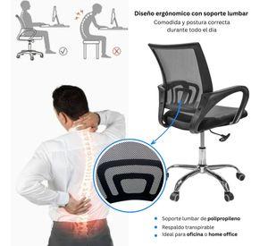 Combo Oficina 1 Escritorio Avellana + Silla New York Negra Ergonomica