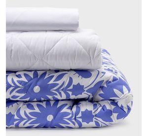 COMBO 43 PLUMON MEXICO REVERSIBLE AZUL 2 PLAZAS