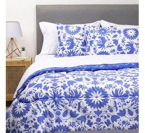 COMBO 43 PLUMON MEXICO REVERSIBLE AZUL 2 PLAZAS