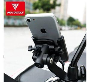 Soporte para celular + cargador USB Ajustable Motowolf 2809-C