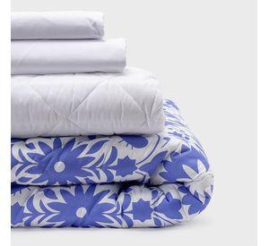 COMBO 45 PLUMON MEXICO REVERSIBLE AZUL 2 PLAZAS