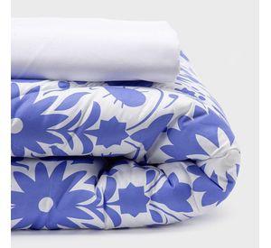COMBO 40 PLUMON MEXICO REVERSIBLE AZUL 2 PLAZAS