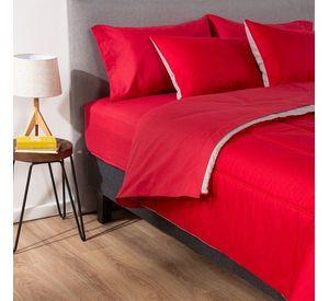 COMBO 1 PLUMON BICOLOR ROJO GRIS 1.5 PLAZAS