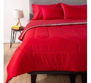 COMBO 1 PLUMON BICOLOR ROJO GRIS 1.5 PLAZAS
