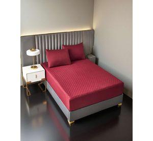 CUBRECOLCHON IMPERMEABLE PLAZA Y MEDIA COLOR BURDEO