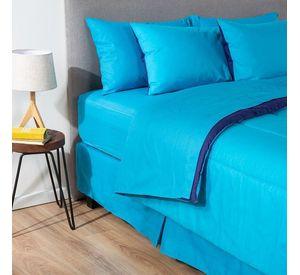 COMBO 18 PLUMON BICOLOR CELESTE AZUL 1.5 PLAZAS