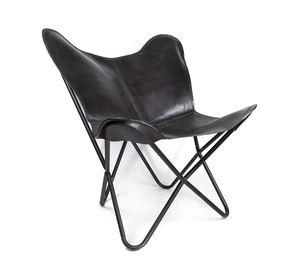 Silla mariposa de cuero negro